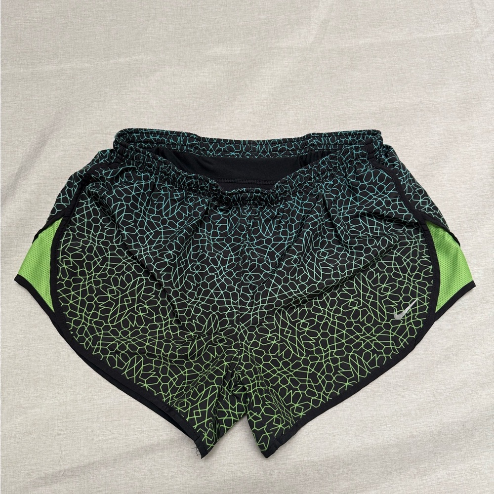 Nike Black and Green Dri-FIT Running Shorts